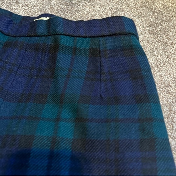 Vintage 60s/70s Blue Green Tartan Plaid Wool Pleated Wide Leg Pants Size Medium - Picture 5 of 15